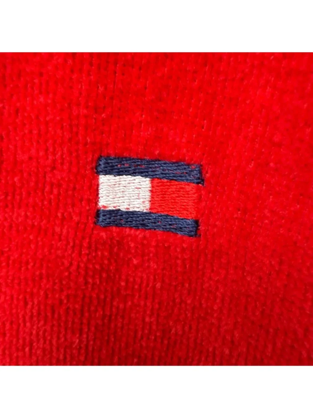 TOMMY HILFIGER Mens Bath Robe One Size Red Terry Cloth Shawl Collar Cotton